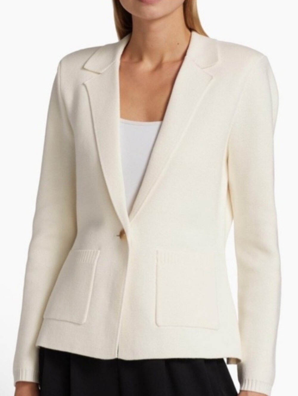 L'AGENCE Lacey Sweater Blazer Jacket Cotton Knit Neutral Ribbed Casual S
